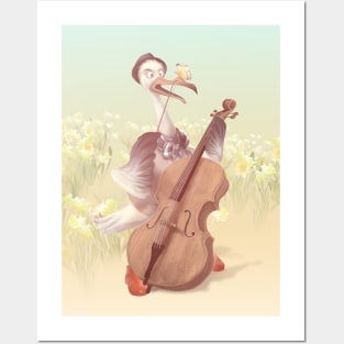 The Ostrich Playing Cello Posters and Art